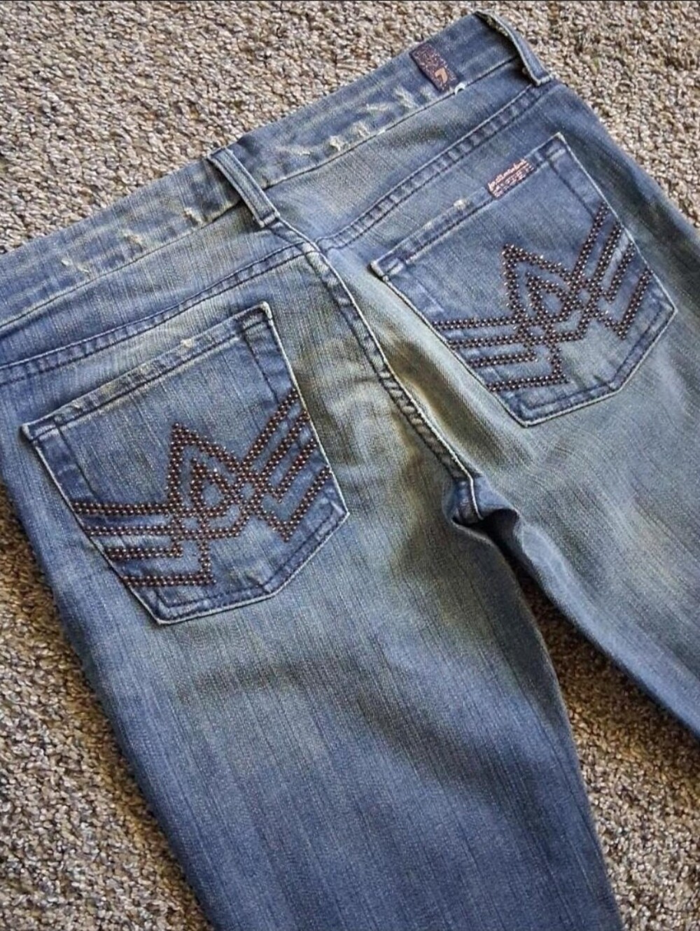Vintage Y2K 7 For All Mankind A Pocket Rhinestone Bootcut Jeans 27 Rare